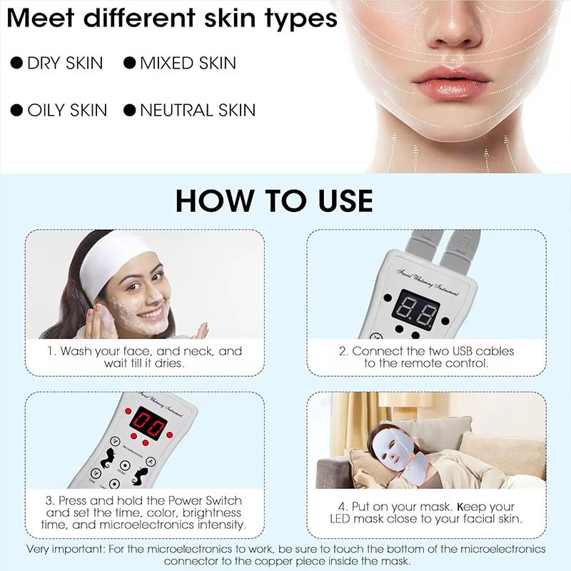 7-Farben LED Multifunktionale Gesichtsmaske - Blaues/Rotes Licht Hautpflege, Halsbehandlung & Heim-Schönheitsgerät