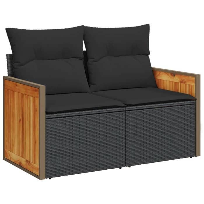 VidaXL Salon de Jardin avec Coussins 7 pcs, Canapés de Terrasse, Ensemble de Meubles de Patio, Mobilier d'Extérieur, Noir 3227686