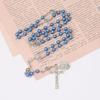 Nazareth Store 8mm Pearl Bead Rosary Necklace with Saint Michael Medal & Grail Centerpiece, Holy Communion Rosary, 8mm, Glass Pearl, No Gemstones