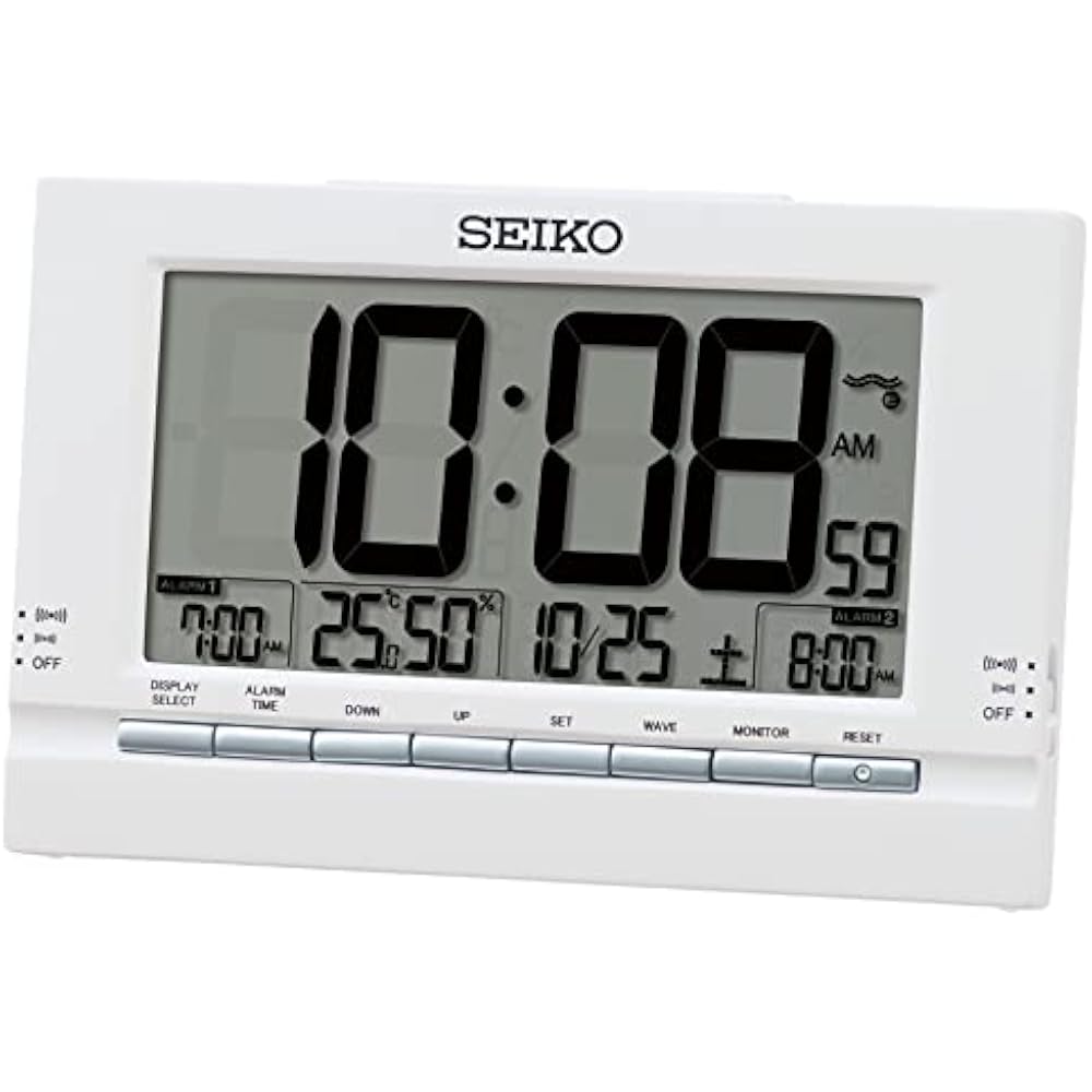 Seiko SQ323W Alarm Clock Table Clock Digital Radio Controlled White 112 x 173 x 54 mm