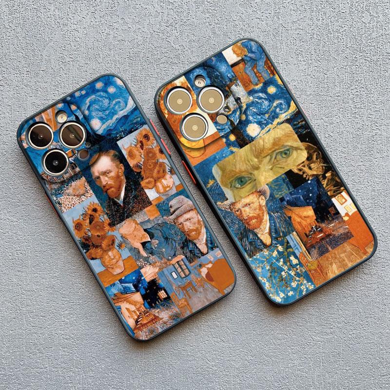 Vintage Van Gogh Phone Case for iPhone 16 13 12 Mini 15 11 14 Pro Max Illustration Case for iPhone 8 7 Plus SE X XS XR Cover
