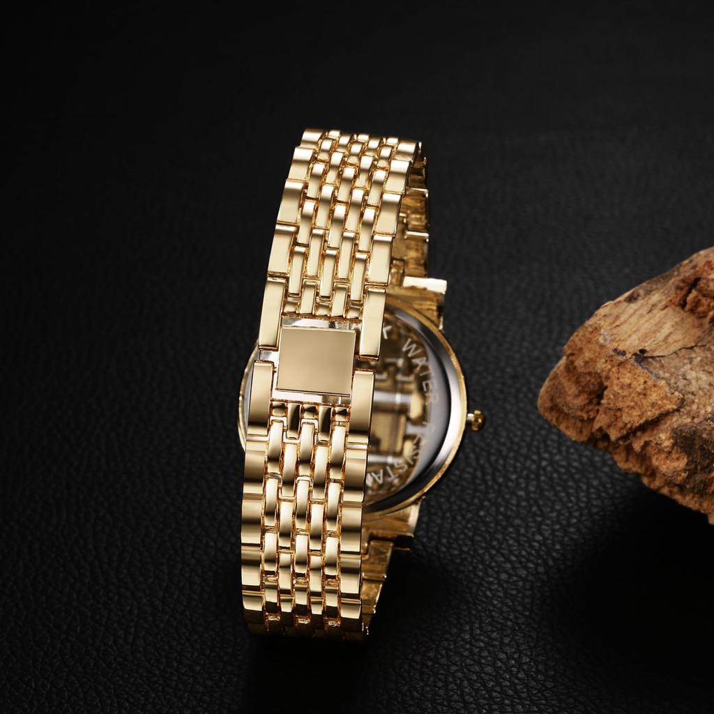 Waterproof Analog Gold Antique Simple Stylish Pair Watch Pair Watch Accessories Anniversary Day Christmas Gift for Boyfriend and Girlfriend Men's