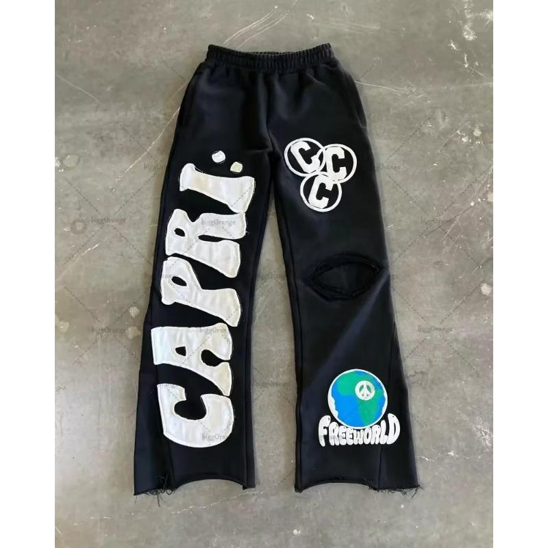 ZYLLO Y2k High Waist Sports Pants Gothic Retro Letter Trousers Men Loose Casual Versatile Wide Leg Pants Women