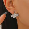 Shiny Metal Ginkgo Leaf Inlay Rhinestone Stud Earrings for Women Exquisite Gold Color Leaf Irregular Earrings Fashion Jewelry