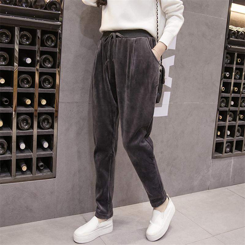 2022 Winter simple leisure Warm Sweatpants High Waist Casual Velvet Pants Women WomenPants Thick Fleece high street Trousers