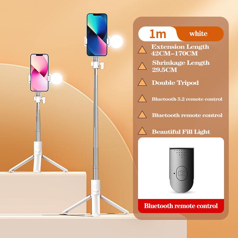 Wireless Selfie Stick Tripod Stand Bluetooth Remote With Fill Light for iPhone Mobile Phone Vlog Tiktk Live Streaming