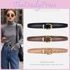 Solid Color Gold Buckle Decoration Women Casual Slim Waist Belt For Stylish Daily Use