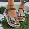 Fashion Geometry Striped Wedge Sandals for Women Summer Lightweight Beach Shoes Woman Plus Size Fashion Buckle Strap Platform Sandalias