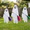 Outdoor Courtyard Spooky Ornaments Halloween Lighted Hanging Ghost with Broom Decor Flying Broomstick Remote Decorations Control Lights 8