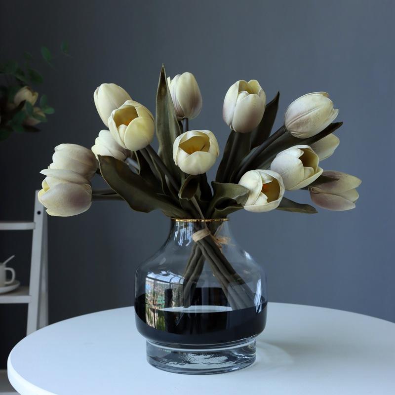 Tulip artificial flower fake bouquet interior decoration tabletop ornament wedding hand holding artificial flower