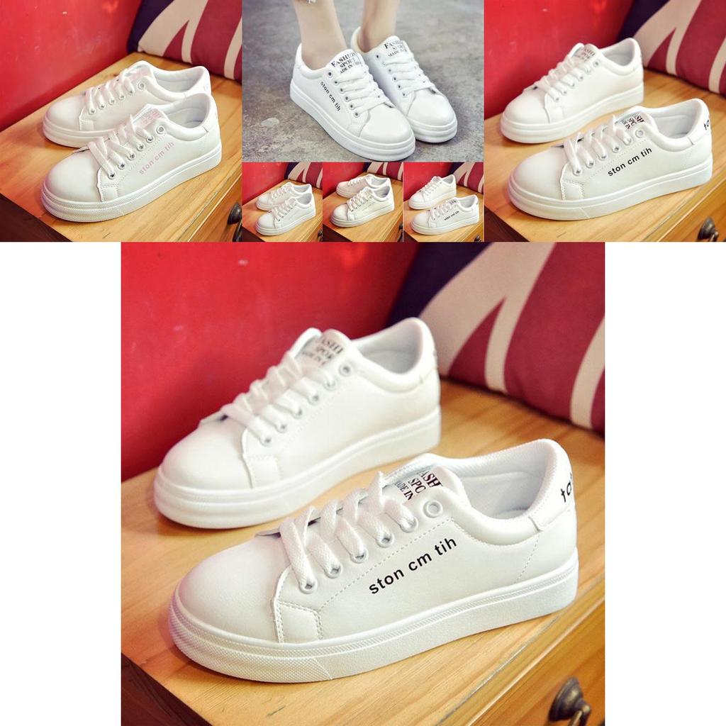Timeless White Korean Female Flat Leather Sneaker For Sports And Students