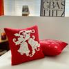 Red Throw Pillowcover INS Style Cushion Cover Soft Christmas Plush Pillowcase  Sofa/Bed