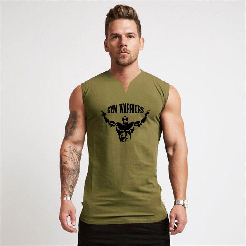 Muscleguys New Summer Slim Cotton Vest  Thin V-neck Trend Sleeveless T-shirt Fitness Running Tops