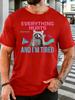 Unisex Cute Tired Raccoon Quote Retro Graphic Cotton Short Sleeve Tee Crew Neck Soft Male Summer Casual Breathable Street Wear Top