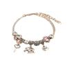 Handmade Beaded Bracelet with Heart Elephant Pendant Key Crystal Charm Jewelry