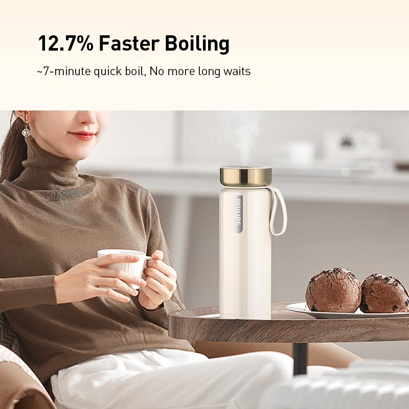 Philips Tragbarer Heizbecher 380ml 5 Einstellbare Temperaturstufen 8-Stunden Vakuumisolierung 12-Stunden Konstante Temperatur