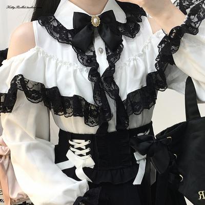 Kawaii Damen-Shirts, Jirai Kei Lolita, Y2K, süße Bluse im japanischen Stil, elegante, langärmelige, süße Oberteile, lässiges, ästhetisches Shirt