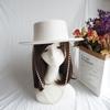 Korean White Woolen Flat Top Top Hat Women'S Autumn And Winter Wide Brim French Retro Foreign Trade Light Board Felt British Hat