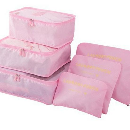 6-Piece Oxford Travel Set: Large Capacity Bag, Underwear & Bra Organizer, Shoe Bag