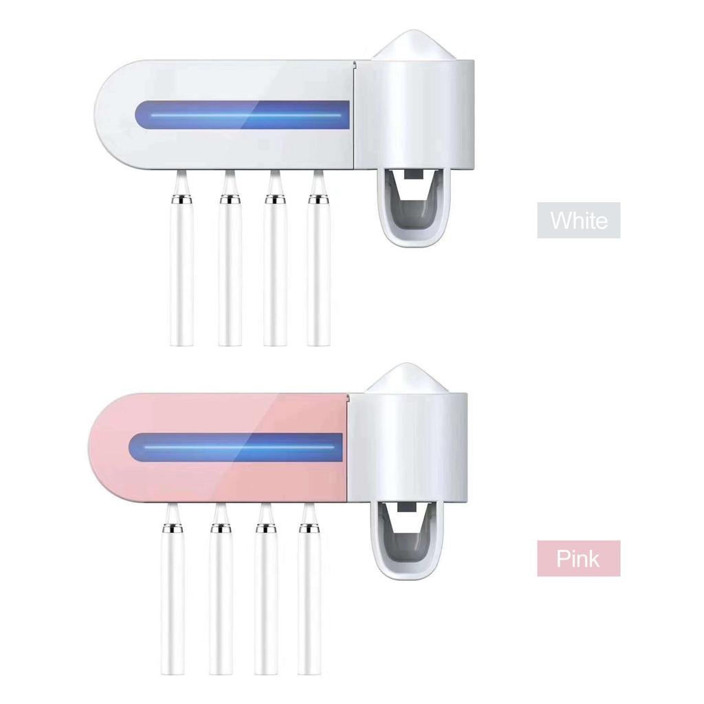 UV-Zahnbürsten-Desinfektionsmittel, nagelfreier, wandmontierter Badezimmer-Zahnbürstenhalter mit automatischer Zahnpasta