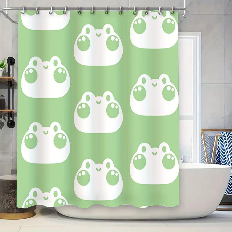 

Waterproof Cartoon Shower Curtain For Bathroom Decor With Cute Frog Print Green Yellow White Free Shipping! (Green) W60H190(CM)-1 Pcs