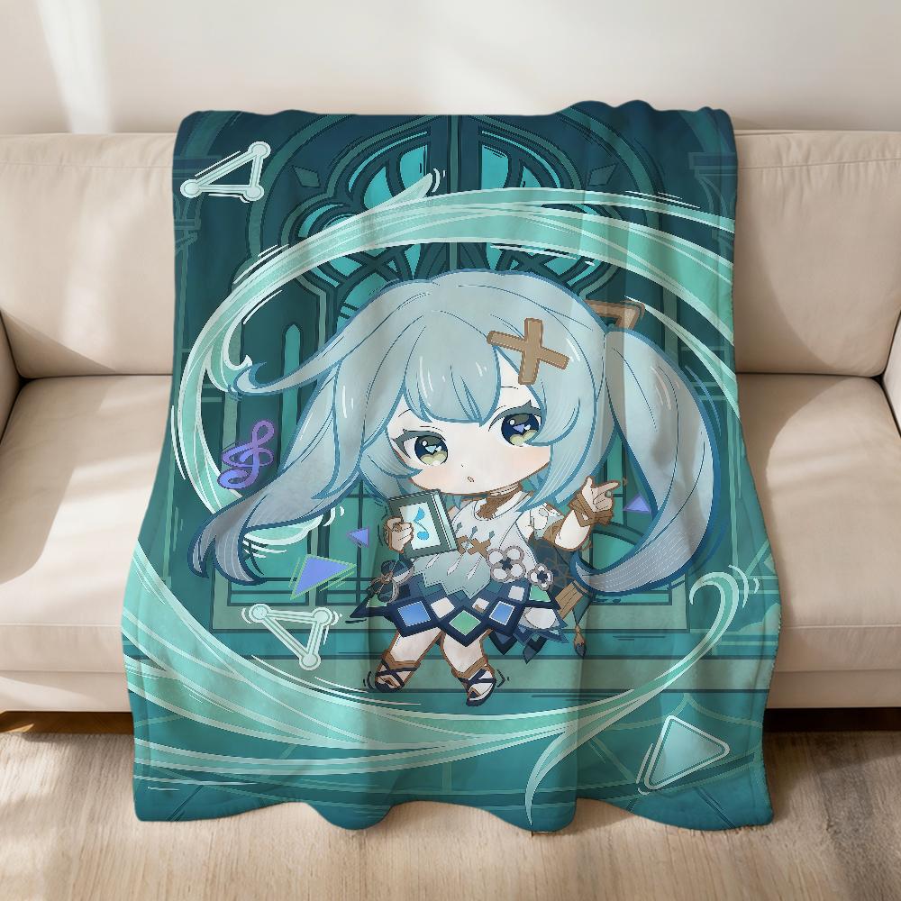 Game Lumine Genshin Impact Diluc Chibi Flannel Soft Warm Plush Blanket Sofa Living Room Pet Hogar Bedroom Gift Home Car Portable