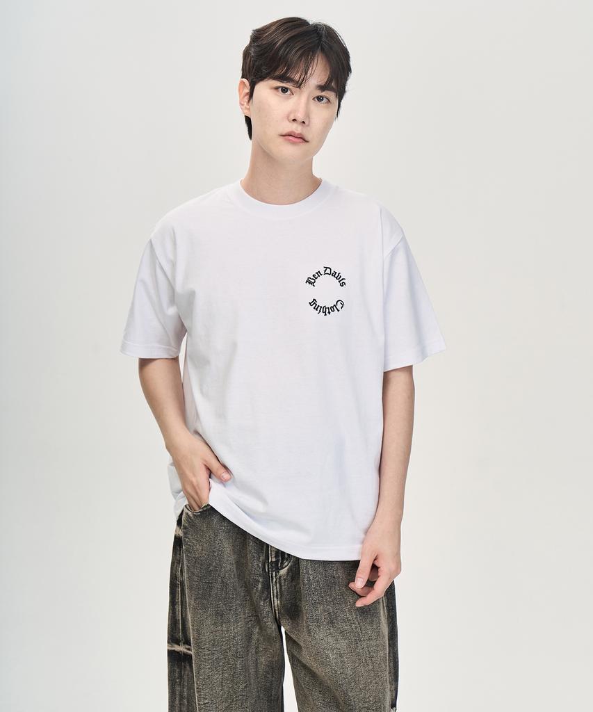BEN DAVIS Old English Embroidered T-Shirt White