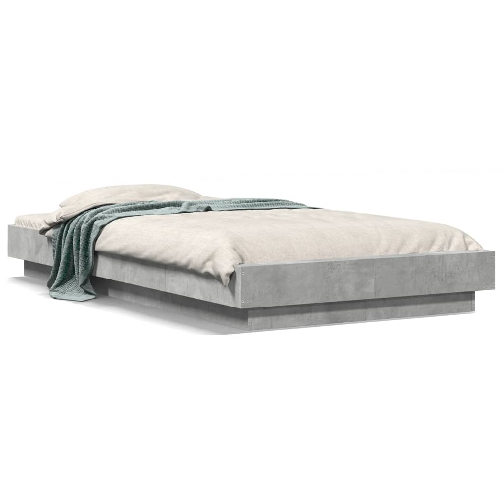 LED Bed Frame in Concrete Grey 100 x 200 cm Engineered Wood