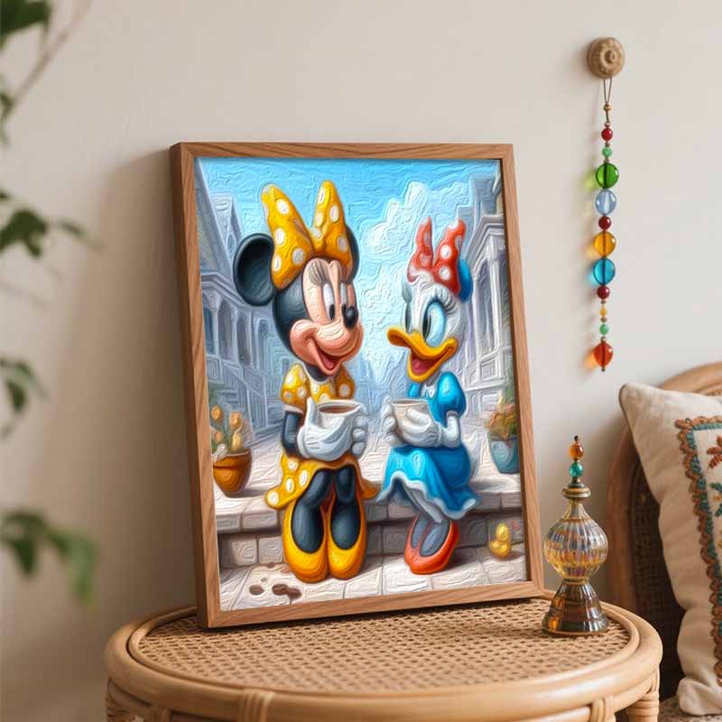 Disney Minnie Daisy Coffee Oil Paint Hand Painting Kit Decoration Classic Style Home Decor Art Craft Wall Hanging DIY Painting Gift