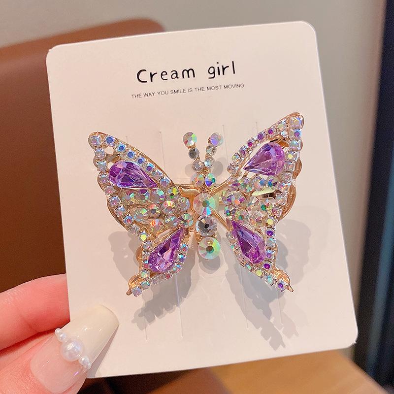 

Блестящая бриллиантовая бабочка, которая будет трясти заколки, милые детские головные уборы, заколки для девочек, женские заколки-автоматы, аксессуары для волос