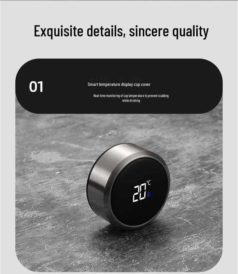 304 Stainless Steel Large-Capacity Insulated Water Cup with Smart Temperature Display and Handle