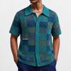 Men's European & American Hand-knit Short Sleeve Cardigan Polo Shirt