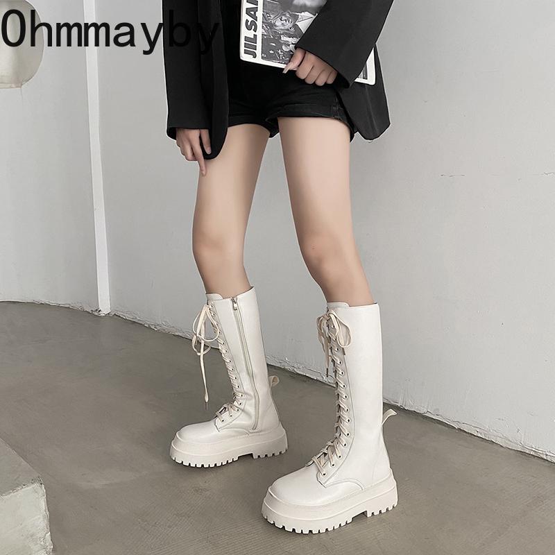 Winter Chunky Platform Heels Long Boots Round Toe Zipper Thick Bottom Ladies Fashion Women's Knight Knee High Boots