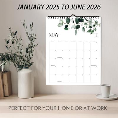 Kalender 2025, Färgkalender 18 Månader, Dubbel Spiralbindning Månadsvis Planeringskalender
