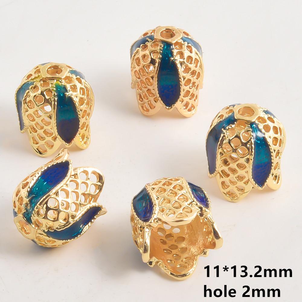 10pcs/Lot Vintage Enamel Flower Bead Cap Accessories For Jewelry Making Supplies Bohemia End Caps Handmade Connectors Materials