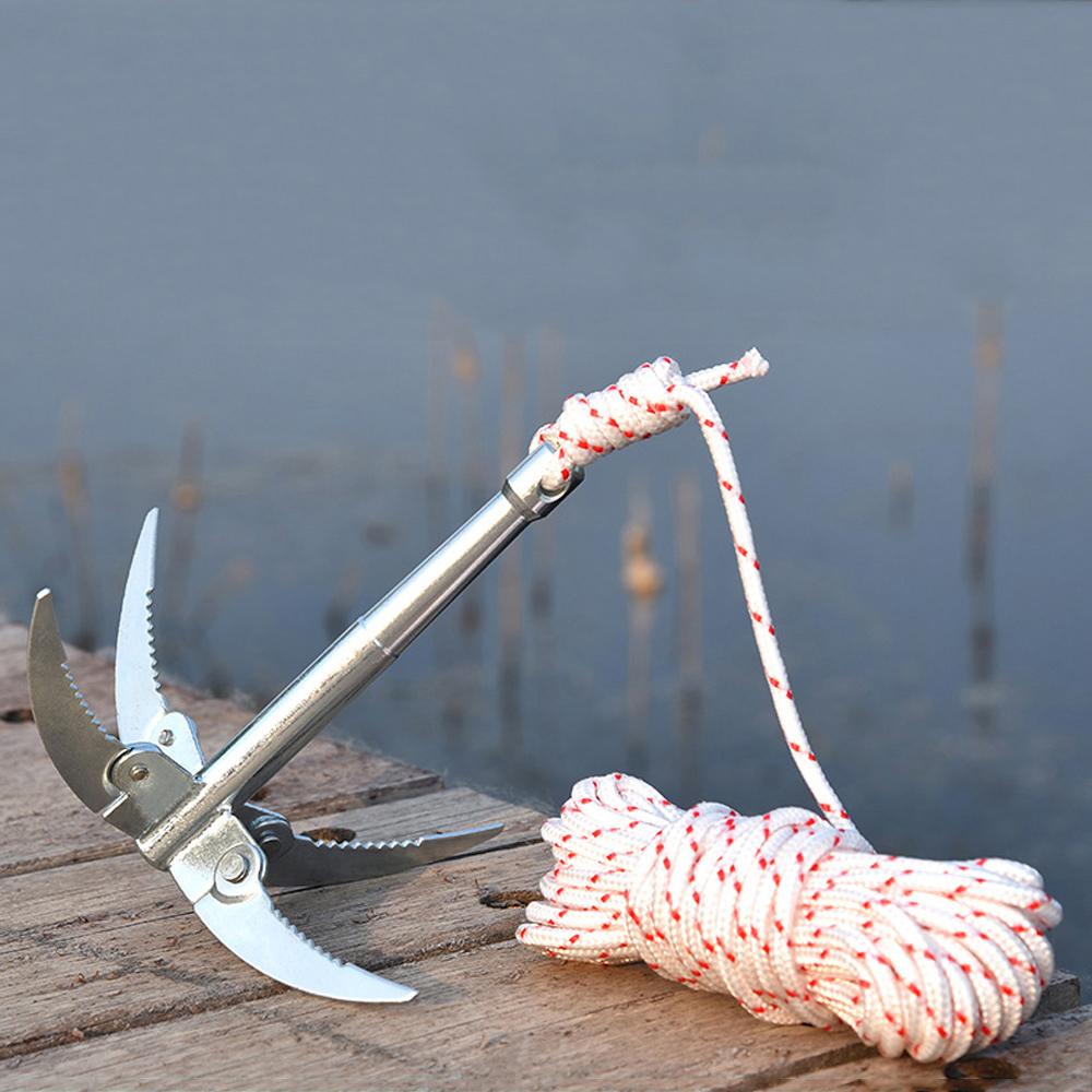 Water Weed Cutter 4 Claw Anchor Foldable Sickle Heavy Duty Sharp Blade for Boat Dock Kayak Fishing Aquatic Plant Removal Tool 260319
