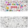 Festival Themed Waterproof Doodles Paper Mats for Children 76x183cm Large Size for Parties and Home Doodling Easy to Carry