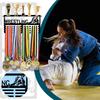 Metal Trophy and Medal Display Shelf, Wall Mount Medal Holder Hanger Rack for Award Showcase