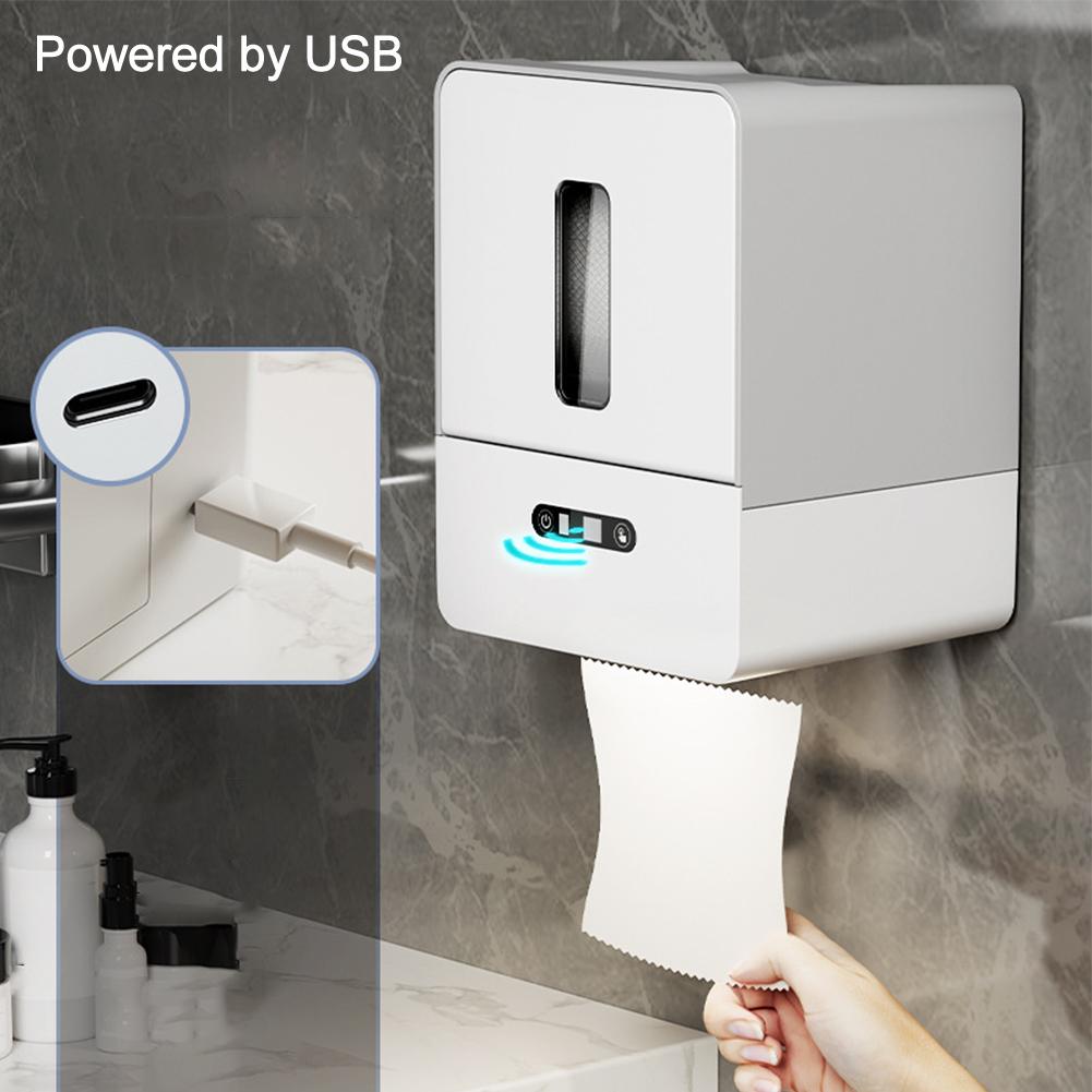 Bathroom Organizer Automatic Tissue Box Adjustable Paper Output Advanced Sensing Technology Night Light Function