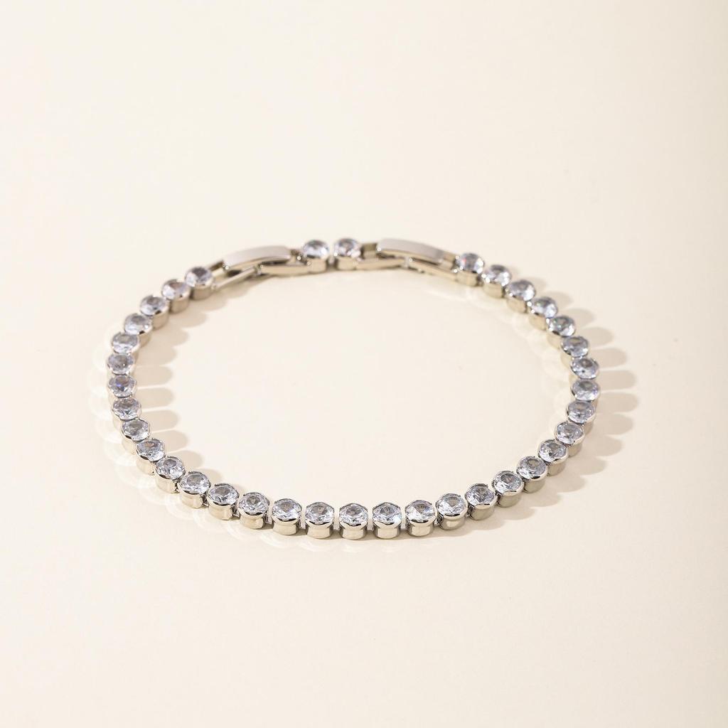 Bracelet Feuille Plaqué Or avec Incrustations de Zircon Hachuré et de Diamant