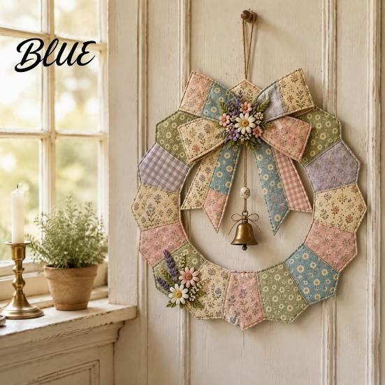 Urlaubs-Willkommenskranz Basteln DIY Patchwork-Girlande Bastelset Retro-Blumenstoff-Set mit Glöckchen Einfaches Set für Anfänger Und Künstliche Blumen,