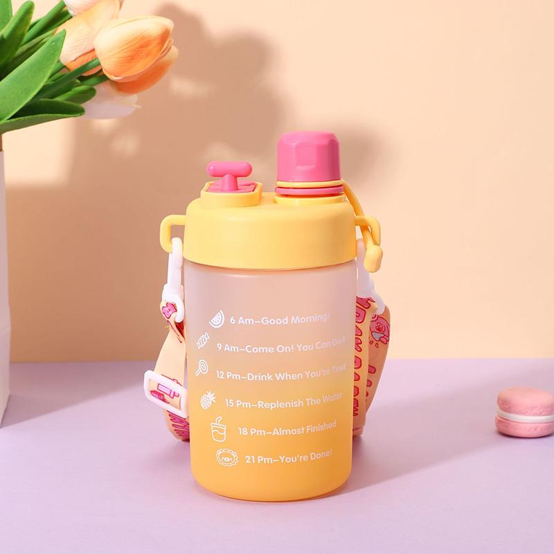 600ML Gradient Plastic Water Bottles Portable Large Capacity Women Straw Cup Double Drinking Sport Water Pot For Students Girls