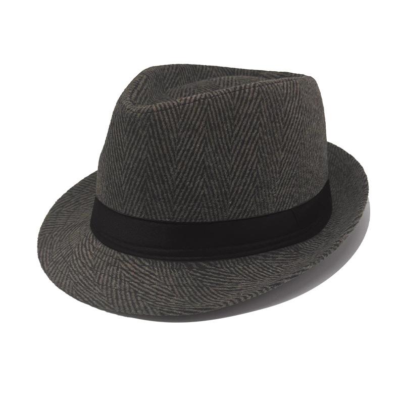 

Мужской цилиндр из фланелевой ткани в клетку, теплая шляпа для среднего и пожилого возраста, джазовая шляпа, повседневный стиль цилиндра (56-58cm)