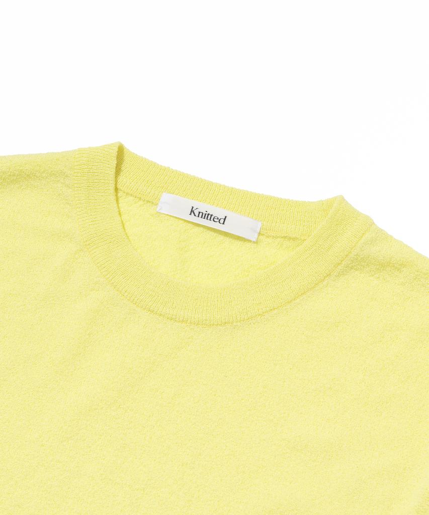 KNITTED Cool Summer Essential Round Short Sleeve Knit Tee Lemon