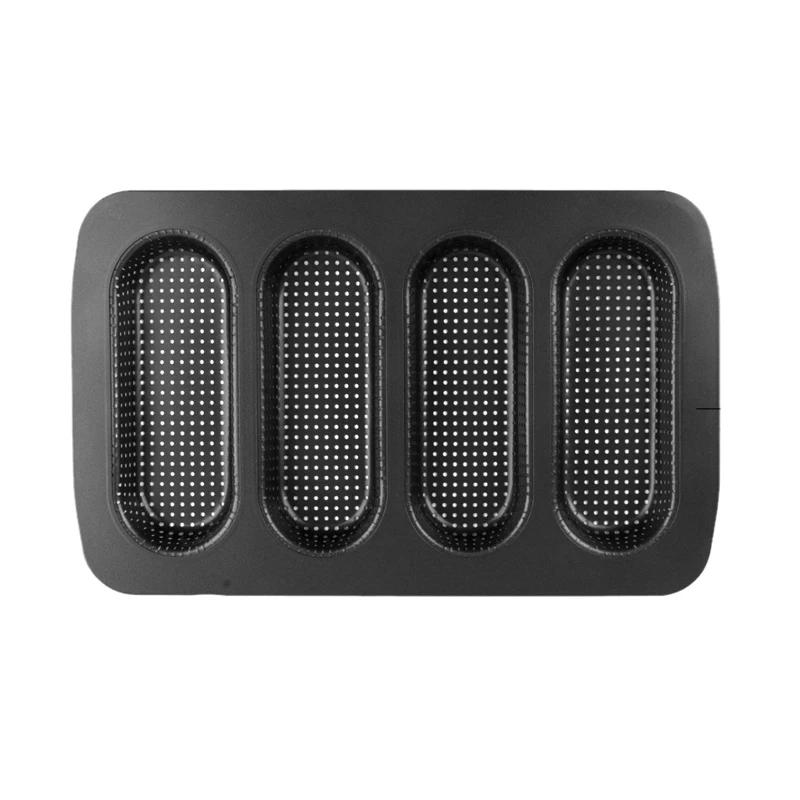 

Nonstick Perforated 4 Cup French Bread Mold Carbon Steel Baguette Pan Hot Dog Bun Pan Bakeware Toast Cake Baking Tray Baking Too
