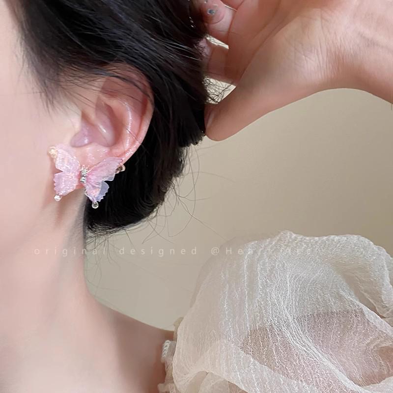 Unique 925 Silver Butterfly Zircon Pearl Stud Earrings for Women - High-End Fashion Jewelry