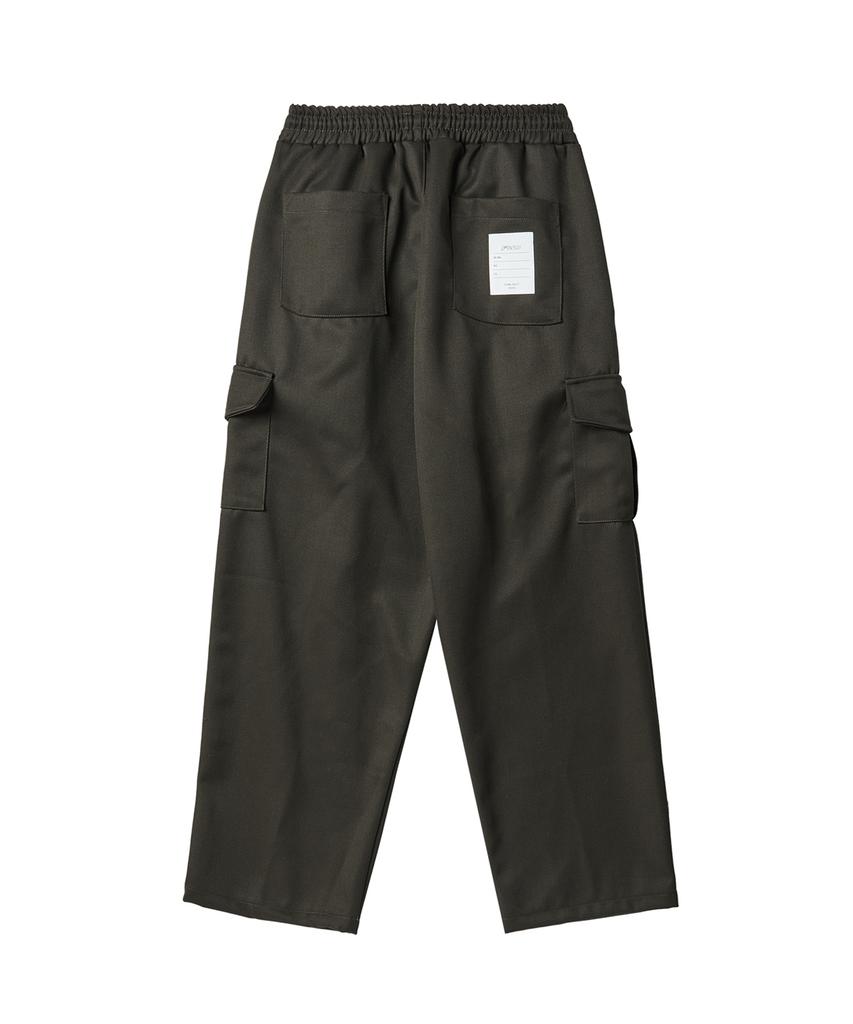 LMN3011 Double-Pleat Wide Cargo Pants - Deep Khaki