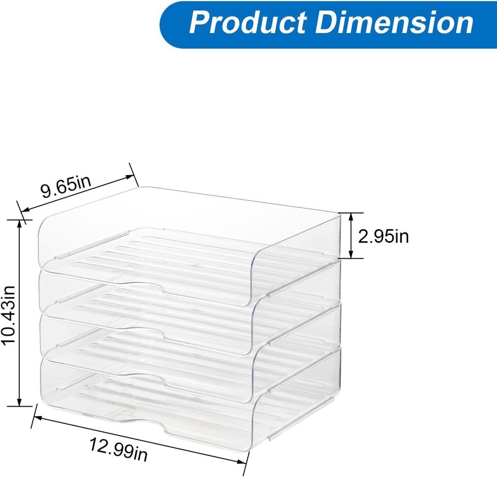 Desk Organizer and Storage,4-Tier Paper Letter Tray Organizers,Stackable Clear Desktop Organizer for Documents,Office Supplies