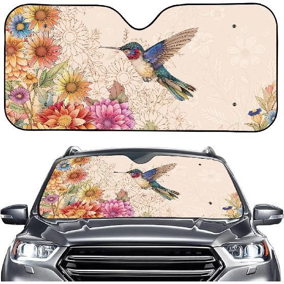 Talayituse Funny Family Dogs Print Windshield Sunshade for Car SUV Truck Foldable Uv Ray Reflector Front Window Sun Shade Visor Shield Cover