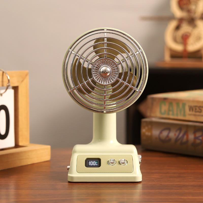 Retro Nostalgic Desktop Fan with 100 Speed Settings, Rechargeable, Perfect for Office or Dormitory Use